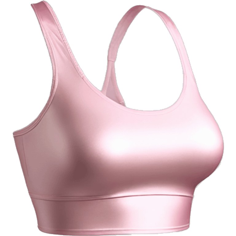 Hyper Realistic isolated side view of a metallic light pink bralette yoga top. emoji