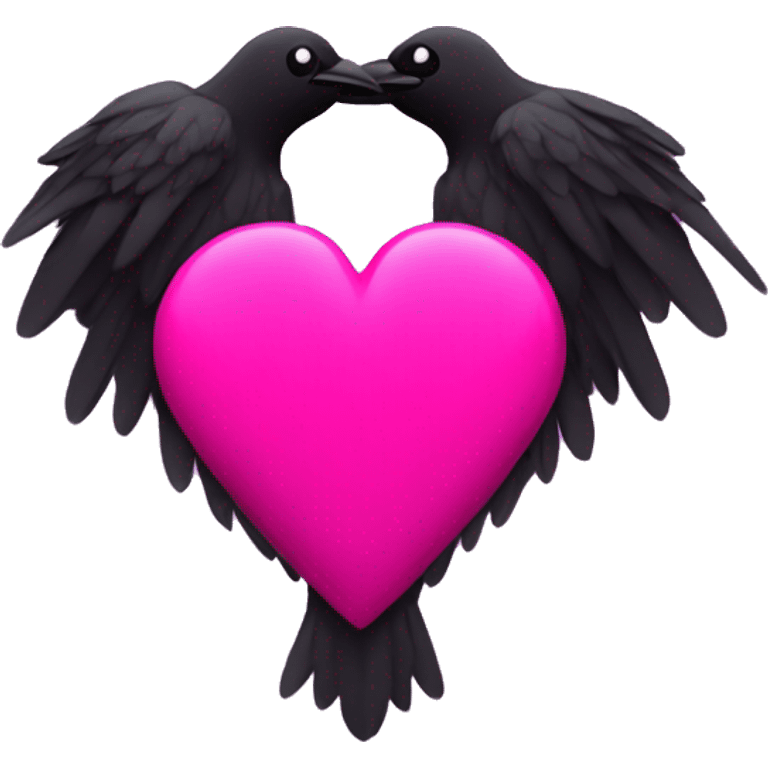 Hot pink heart with minimalist raven in center  emoji