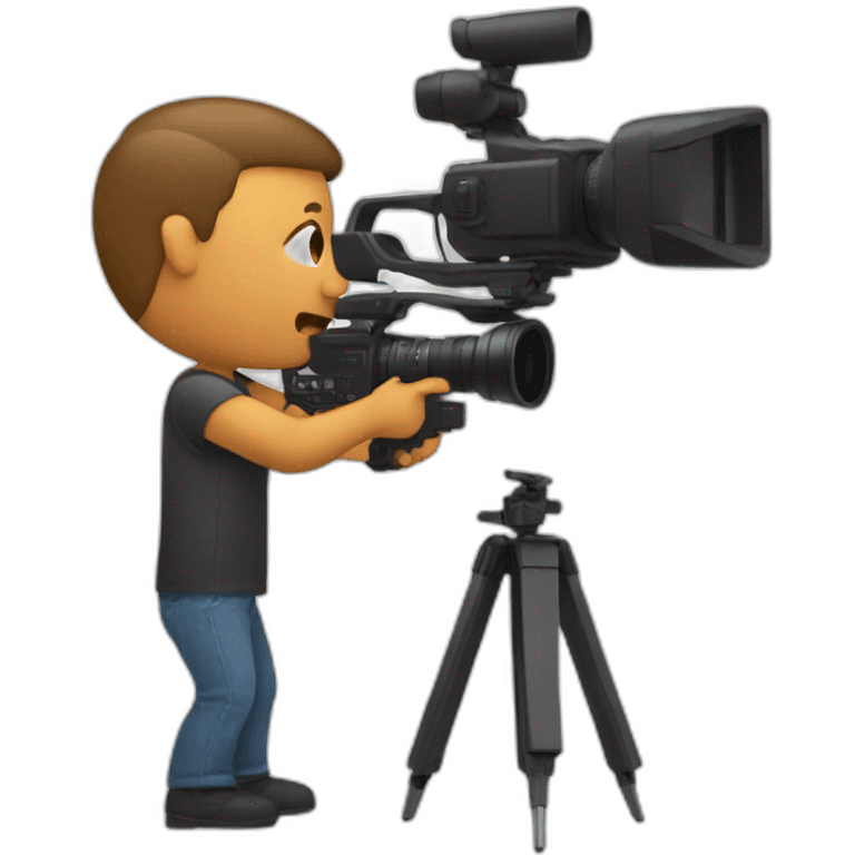 a man shooting his own video in a small studio emoji