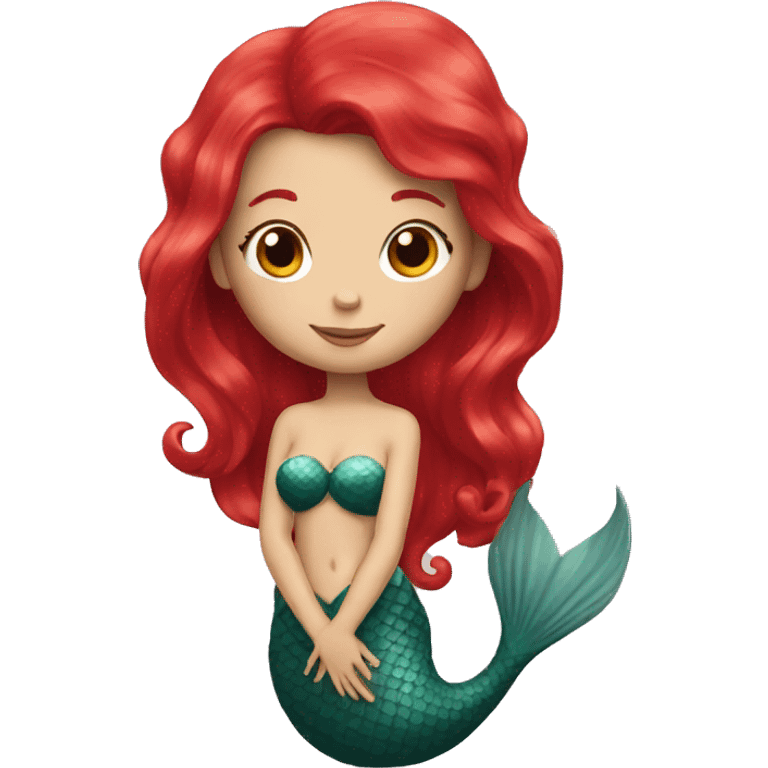 mermaid with red hair with a heart emoji