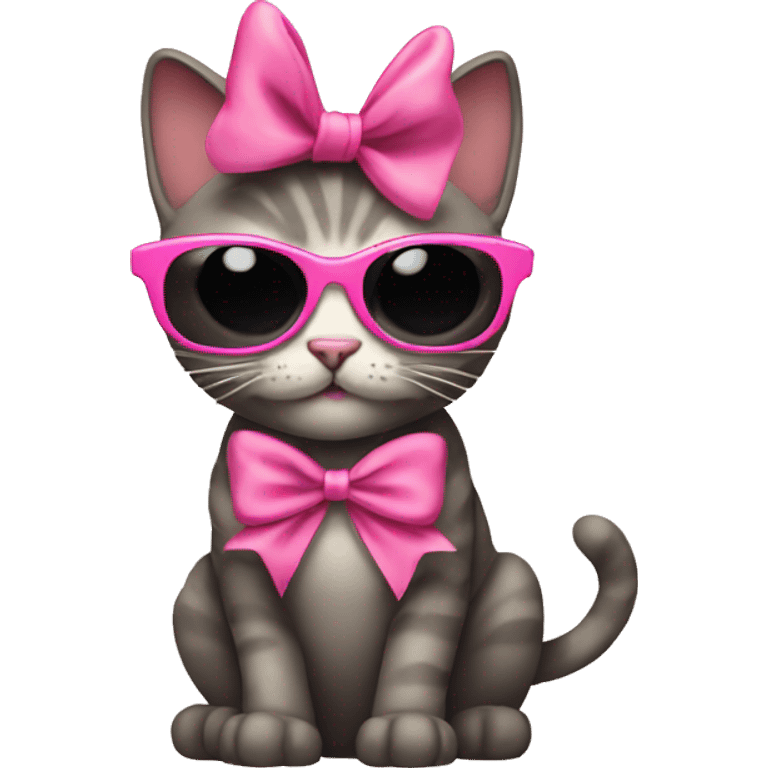 Cat with sunglasses with pink bow emoji