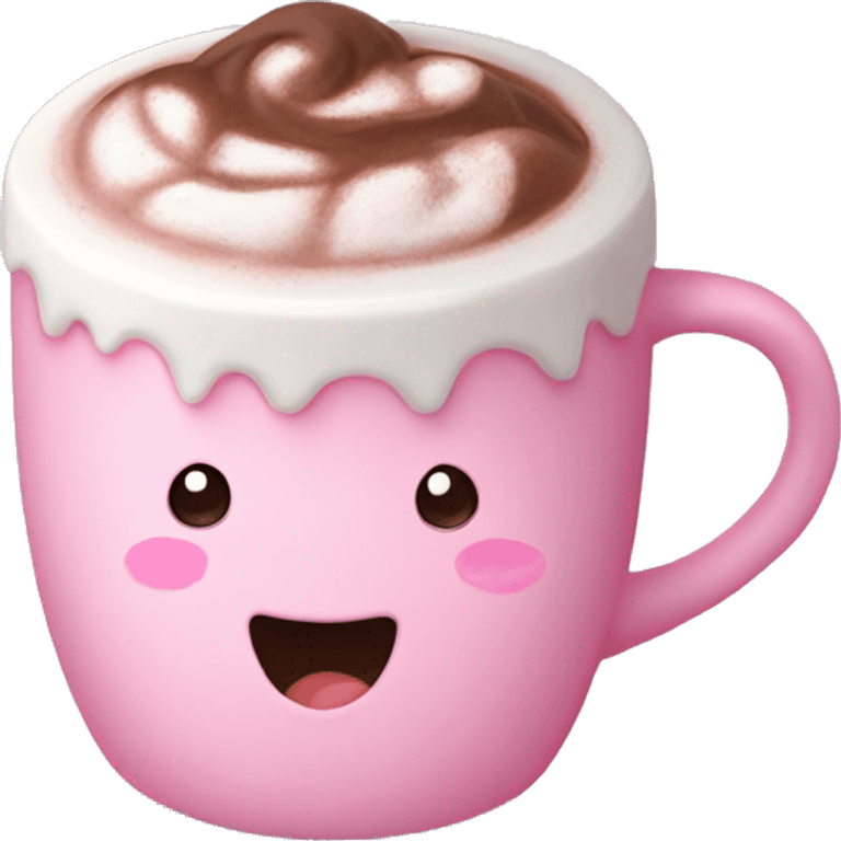 Hot chocolate in pastel pink cutesy emoji