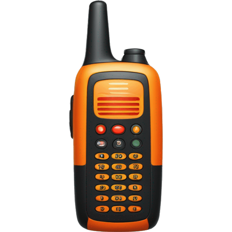 black walkie talkie with red-orange button on side emoji