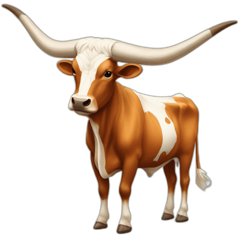 texas Longhorn, ridiculously twisted long horns, full body, not skinny emoji