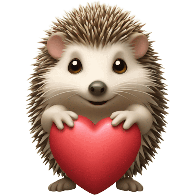 the hedgehog holds the heart emoji