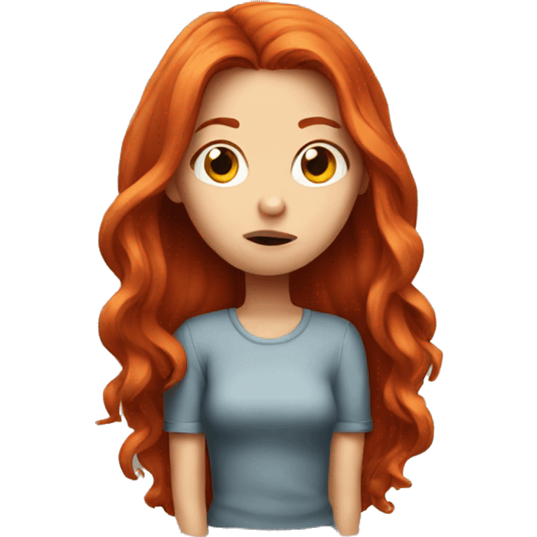 Really bored long red haired girl emoji