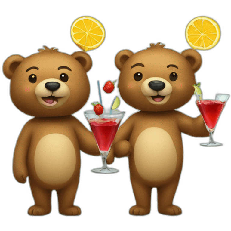 two bears drinking a cocktail emoji