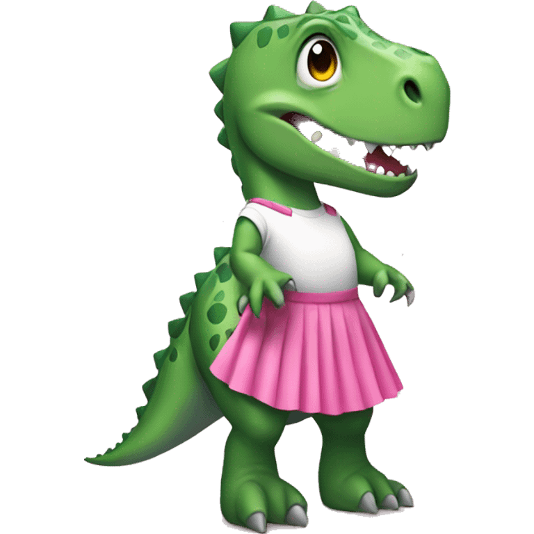 dinosaur wearing a pink skirt emoji