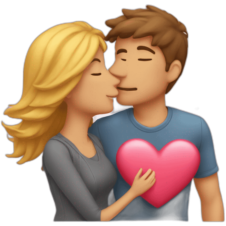 couple kissing hearts flying emoji