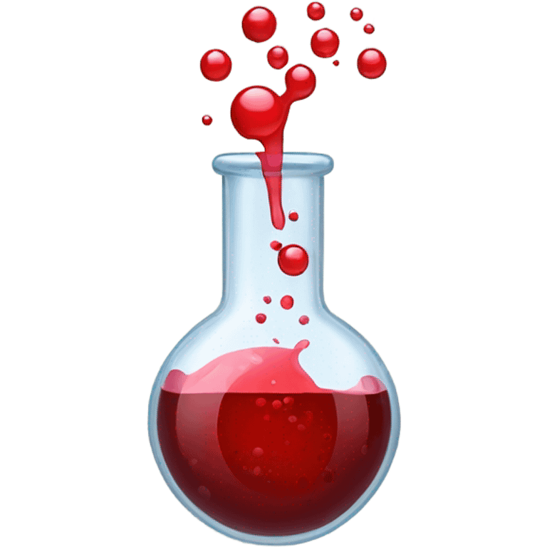 A chemical flask with blood inside and bubbles emoji