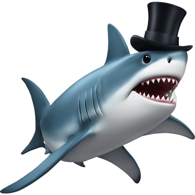 Shark with a top hat emoji