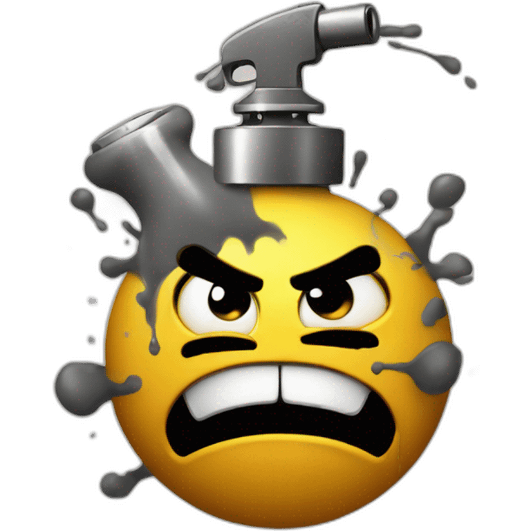 a emoji graffiti styled of a angry bomb with a graffiti spray painting on his hand emoji