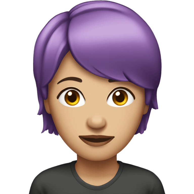 Woman with short purple hair on oxygen emoji