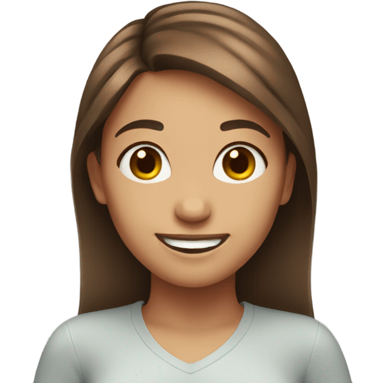 smiling girl with brown hair emoji