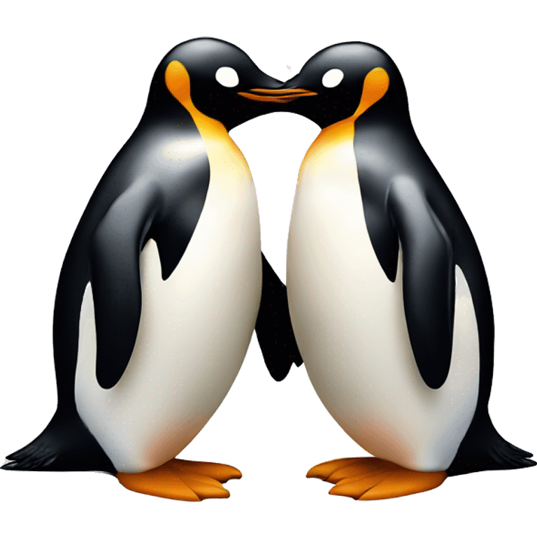 Two penguins in love holding hands. emoji