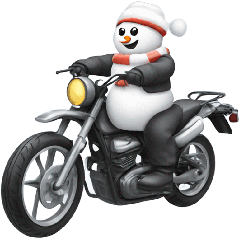 Snowman riding a motorbike ￼ emoji