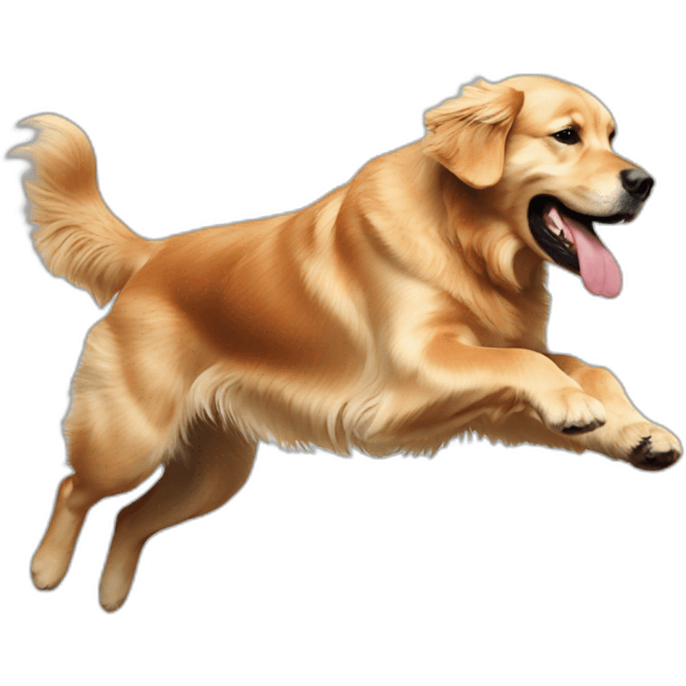 Golden retriever big jump emoji