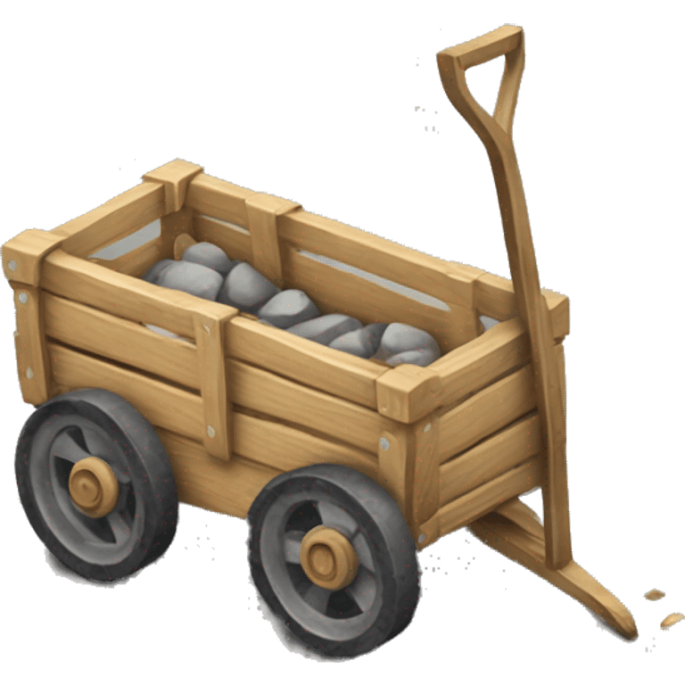 a cart without wheels with stones inside emoji