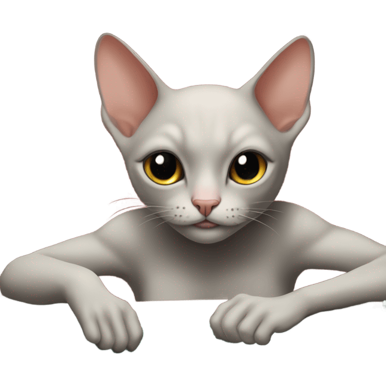 Hairless cat gambling emoji