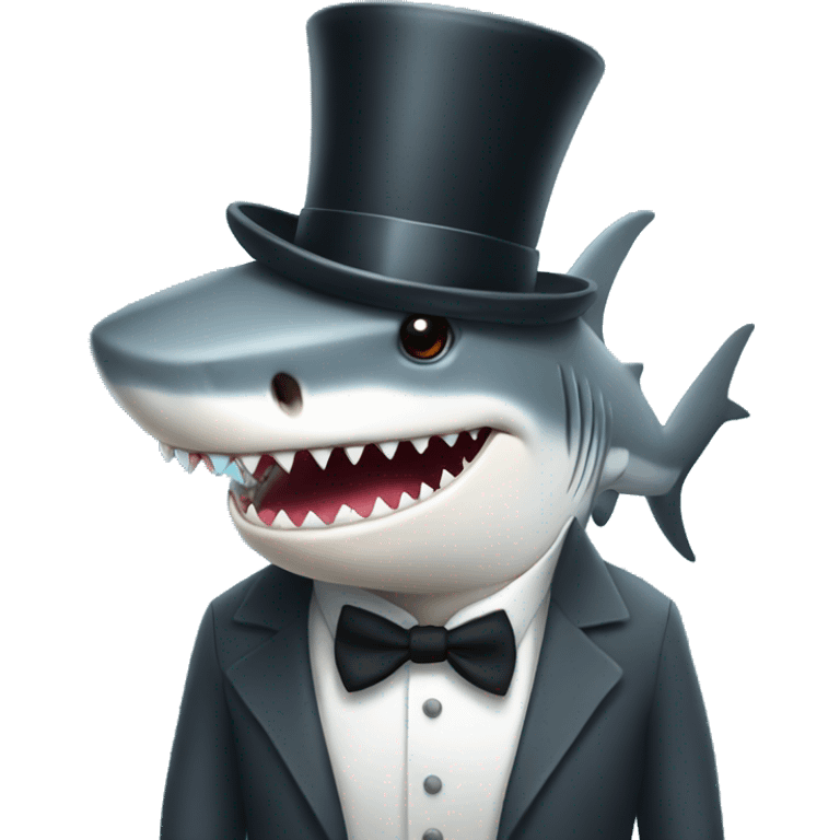 Shark with a top hat emoji