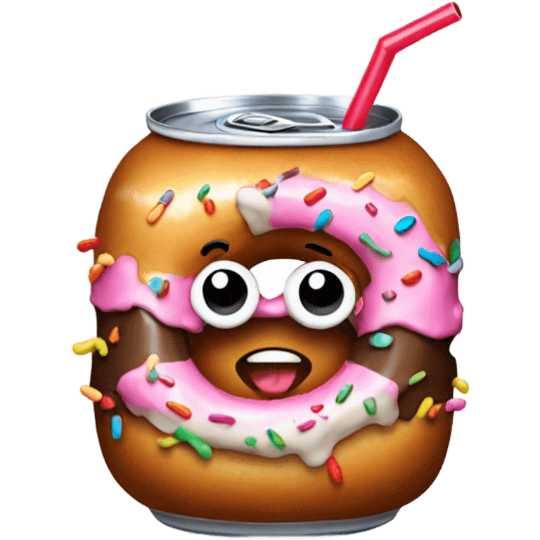 A donut drinking soda emoji