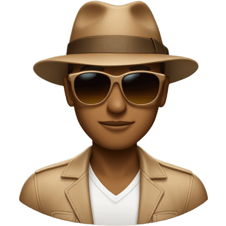 light brown fedora with sunglasses emoji