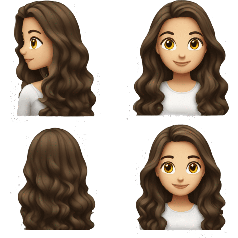 brunette girl with long hair highlights very pretty emoji