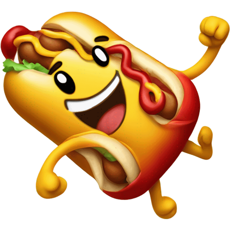 Hotdog cartoon man with boxing gloves on emoji