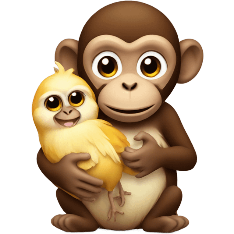 Monkey holding chicken  emoji