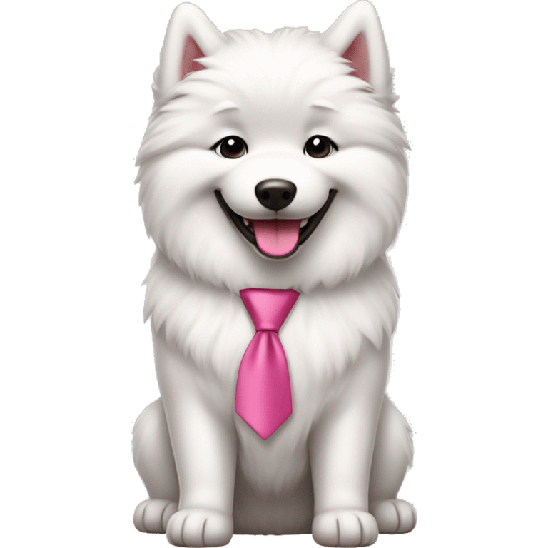 Happy Samoyed dog with pink row tie emoji