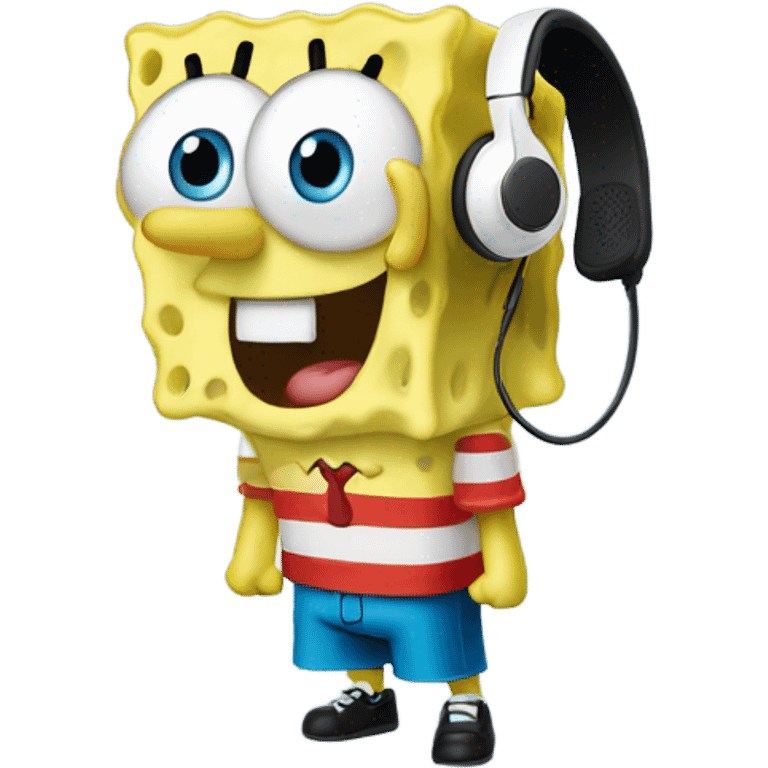 spongebob listening with airpods emoji