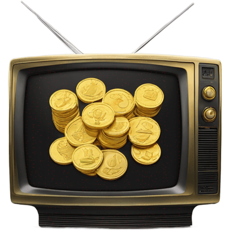 gold coins and TV emoji