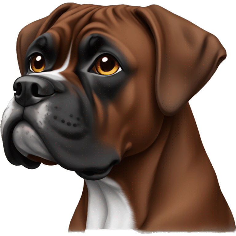 Dark brown boxer dog laying down emoji