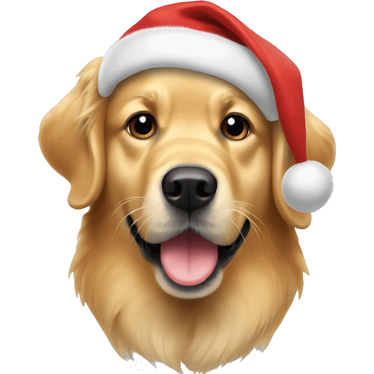 golden retriever in christmas hat emoji