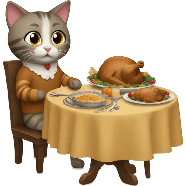 Cat is eating Thanksgiving dinner emoji