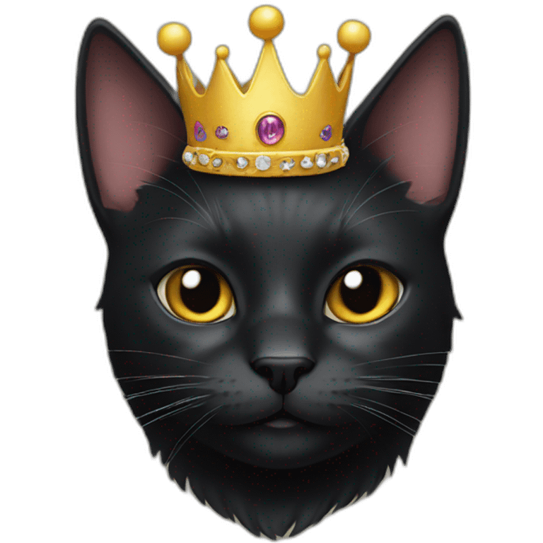 Black cat wearing a crown emoji