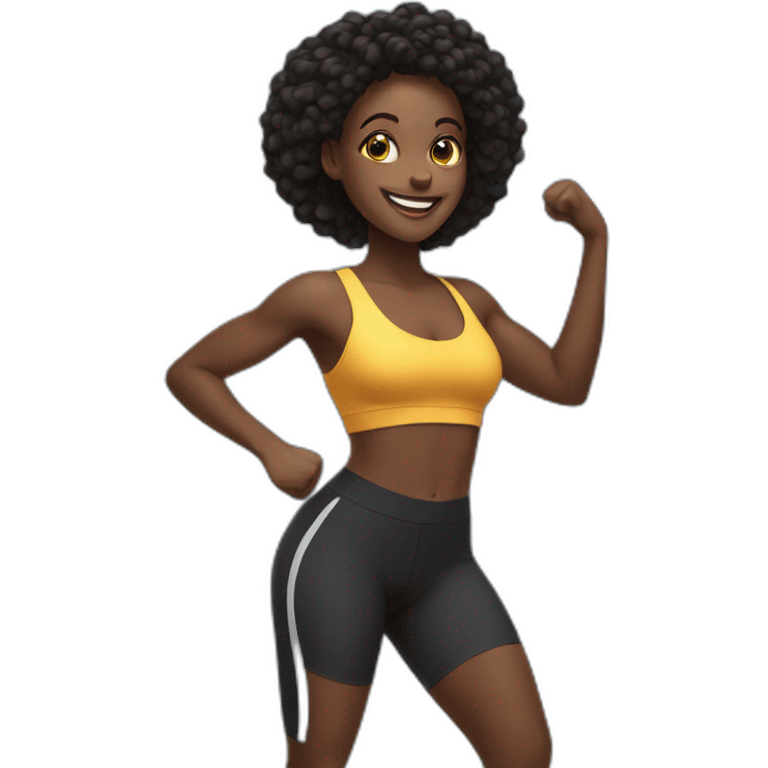 black girl, happy, working out emoji