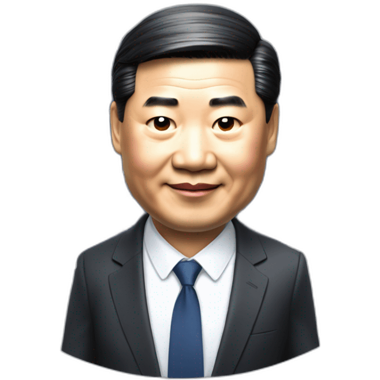 Xi Jinping in a suit holds a solar panel emoji