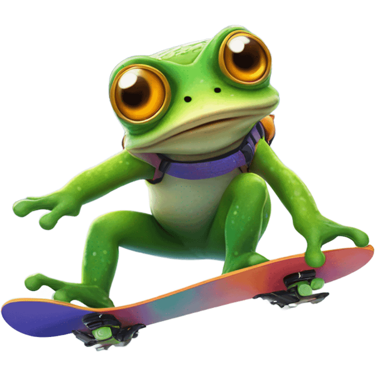 Snowboarding frog emoji