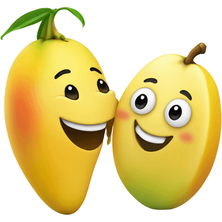 Mango with a face kissing a banana with a face emoji