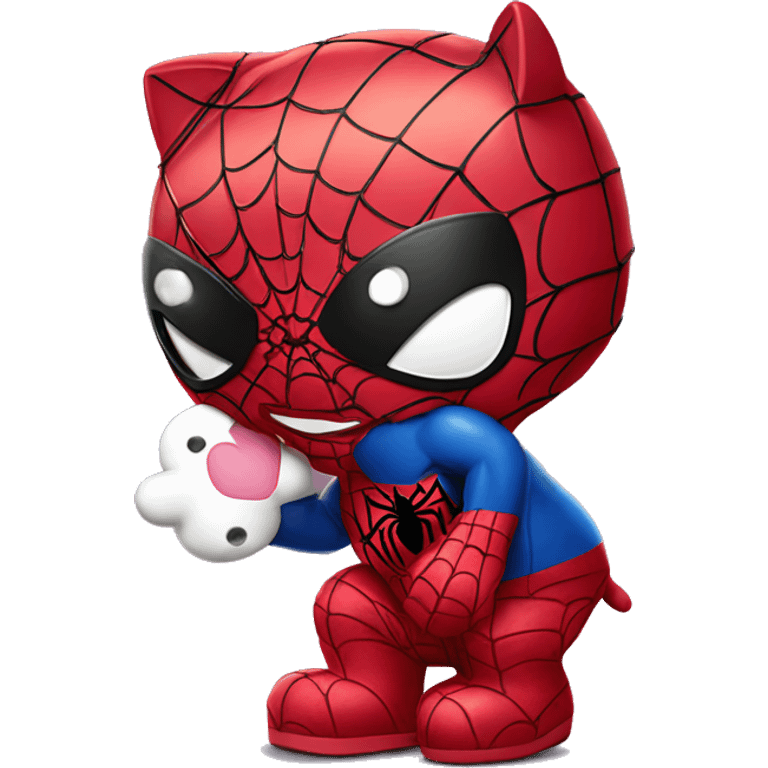 spider-man kissing hello kitty  emoji