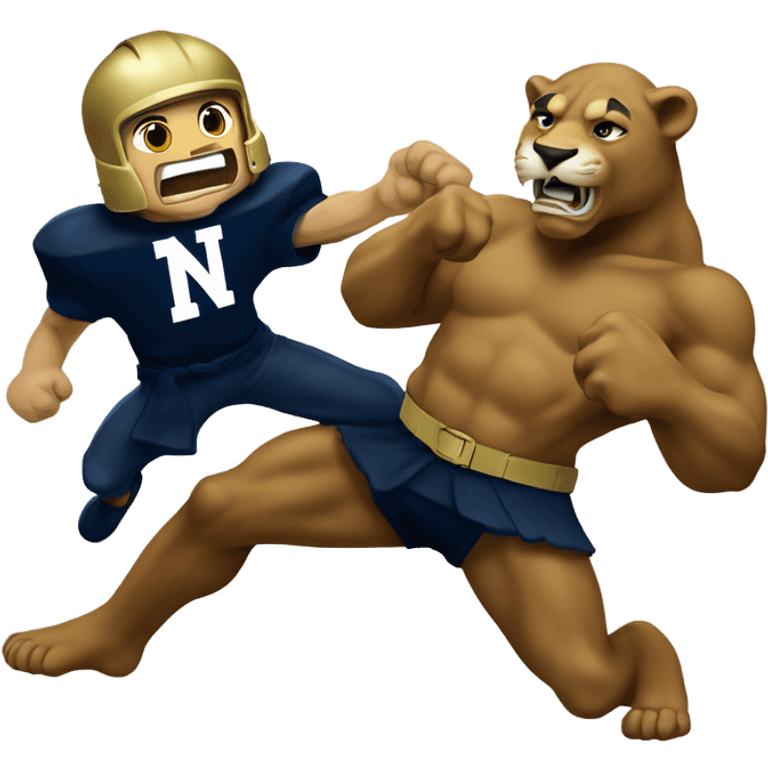 Notre dame Irish leprauchan fighting nittany lion emoji