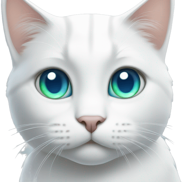 white cat with blue and green eyes emoji