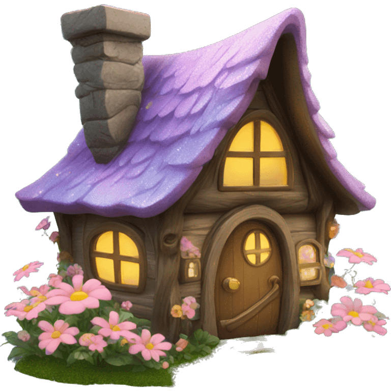 Fairy cabin with flowers and glitter  emoji