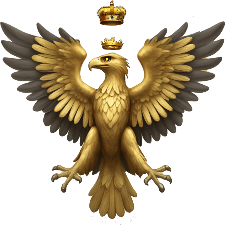 Golden double headed eagle with crown emoji