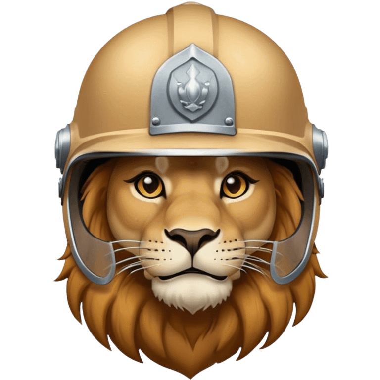 Lion sitting whit full-face closed armet emoji