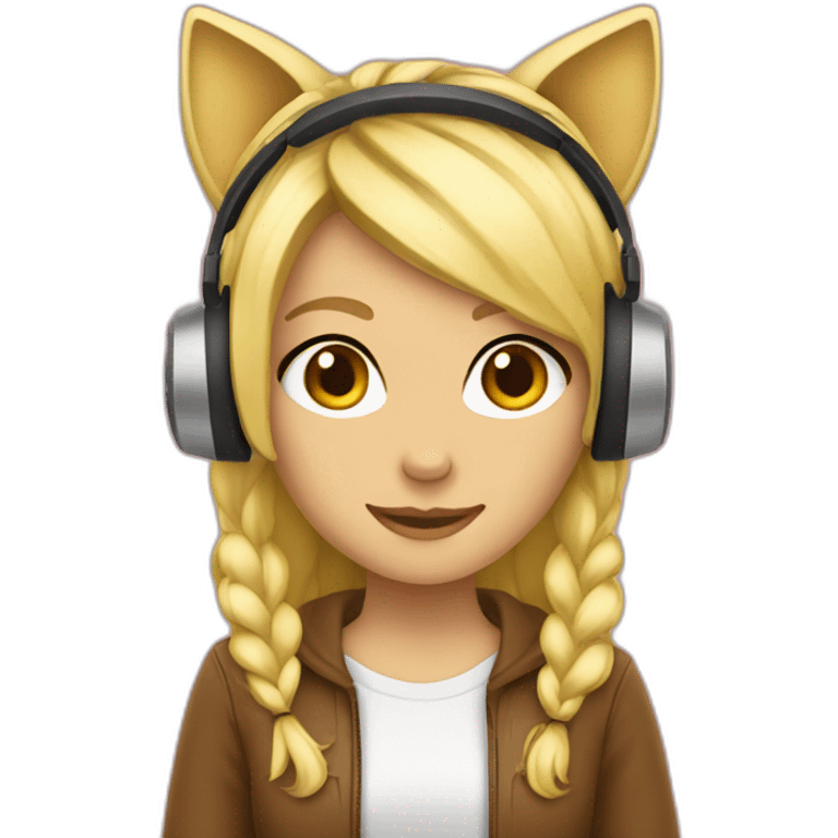 she blond developer catty ears headphones emoji