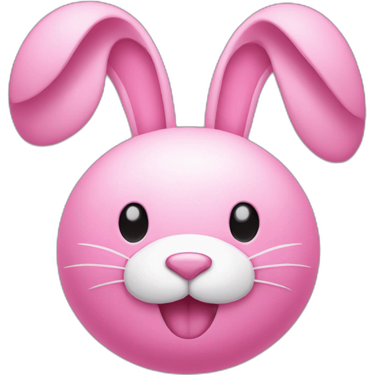 pink bunny with white big moustache and a round pink nose and a big smile emoji