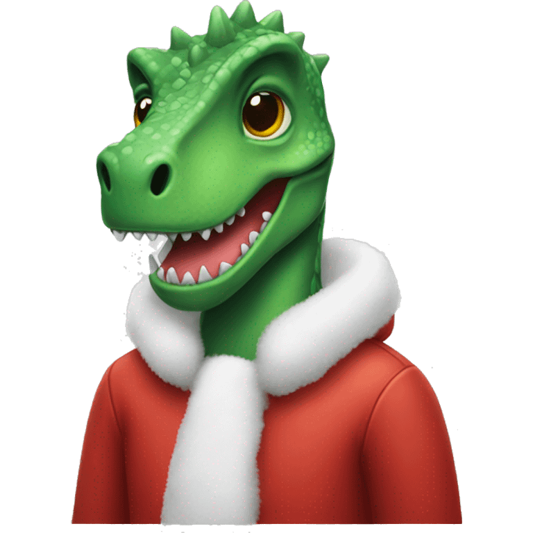 Dino with chritmas gay emoji