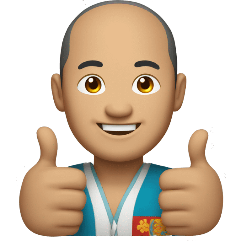 Smiling Mongolian man showing thumbs up  emoji